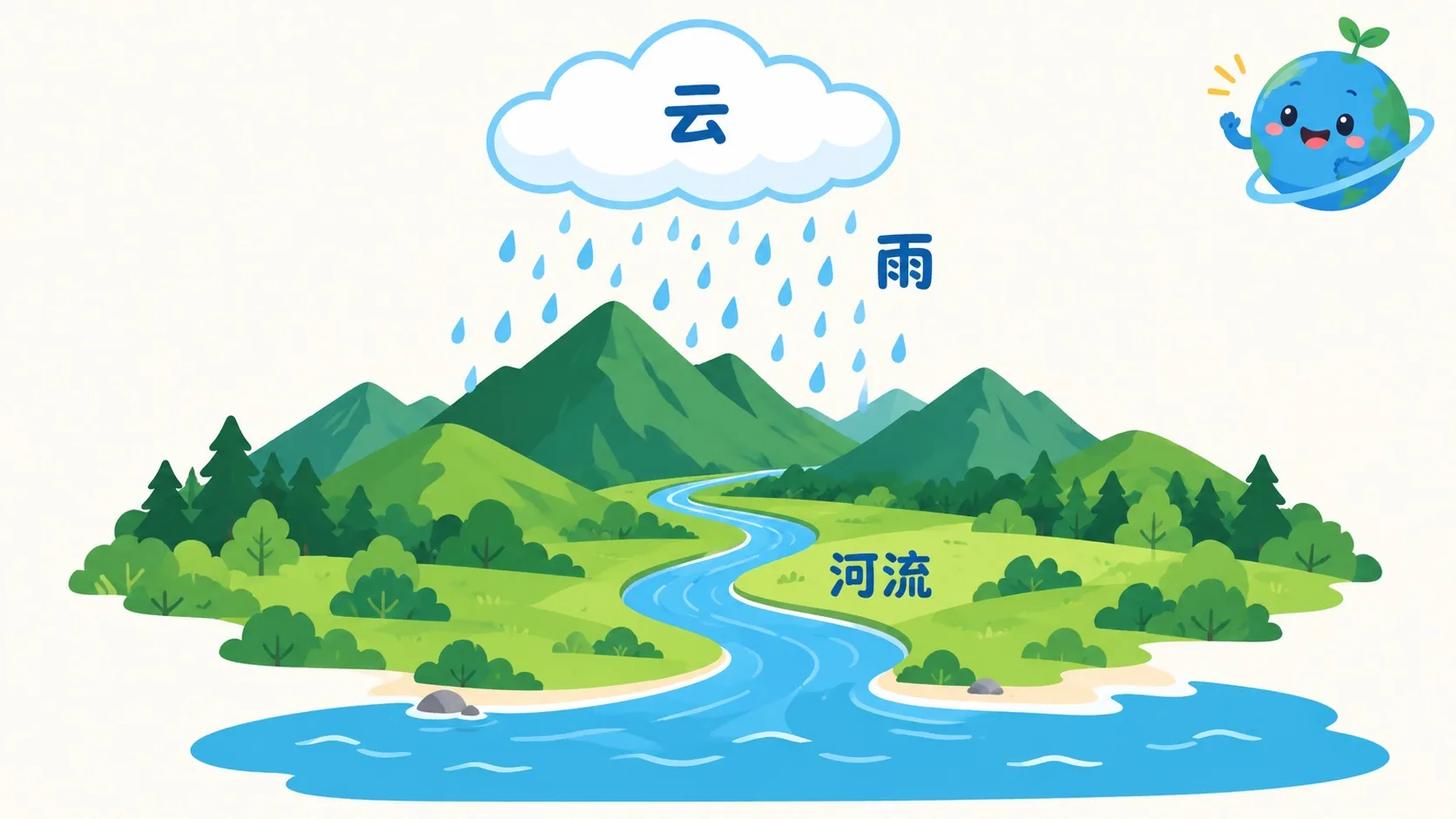 云降雨河流流回大海