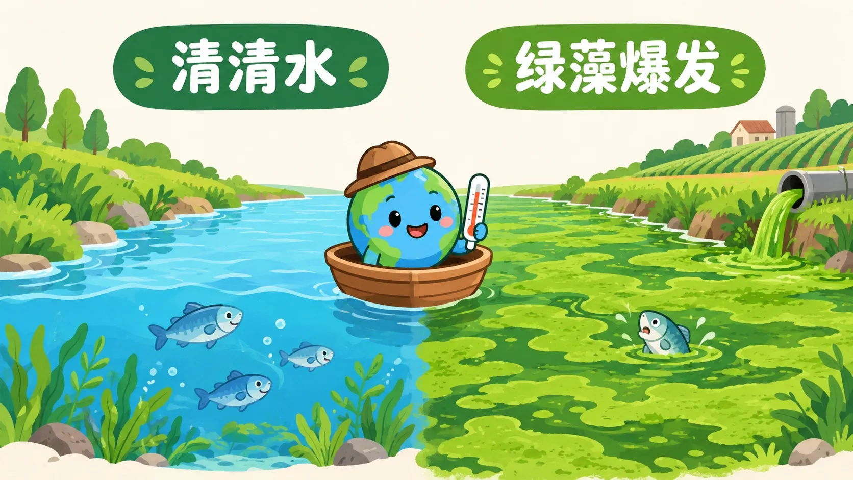 清水 vs 绿藻爆发：小河生病的样子