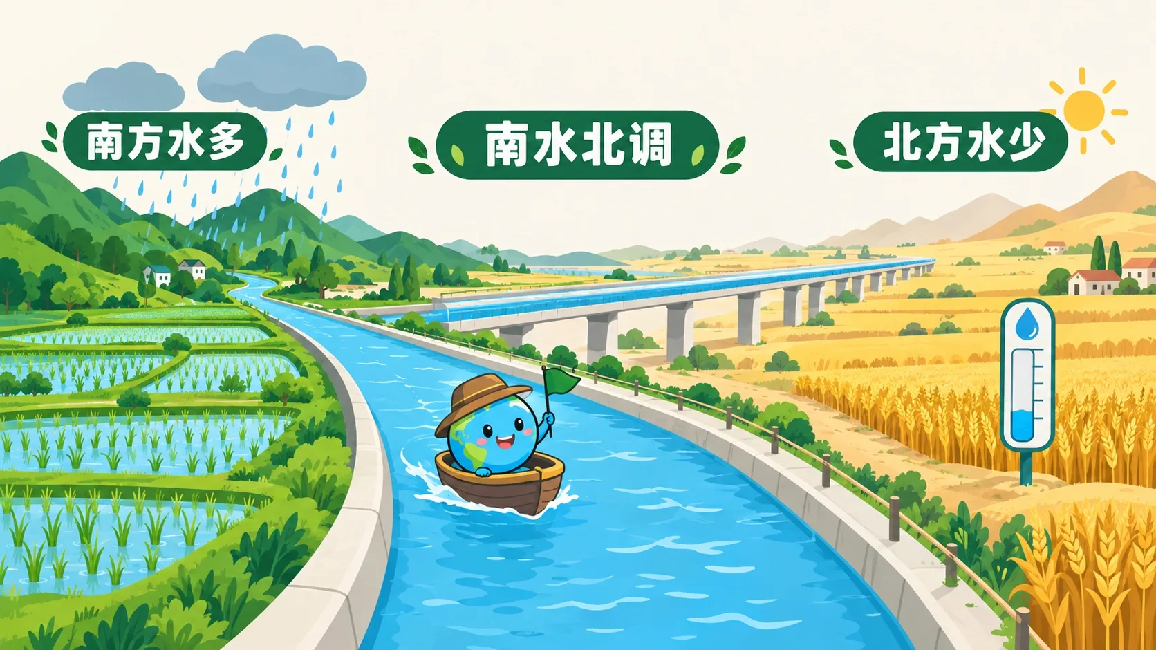 南水北调：把南方多余的水送往北方